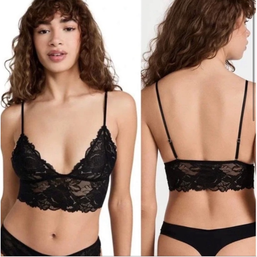 New Free People Everyday Lace Longline Brami Camisole Black Size Medium